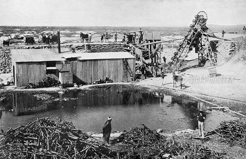 工业采矿闸在金伯利钻石矿，南非- 19世纪